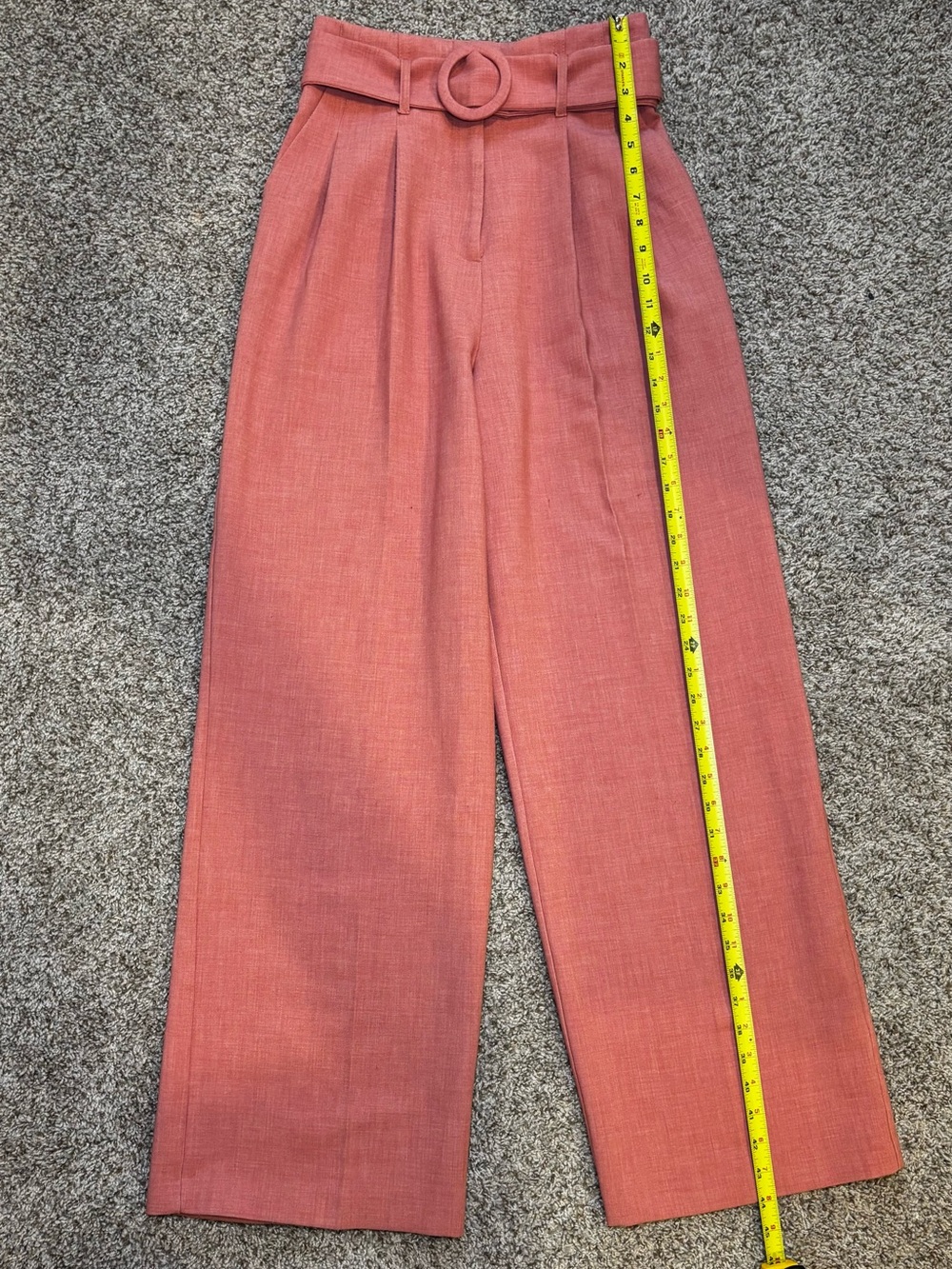 Topshop Coral Wide-Leg High-Rise Belted Pants